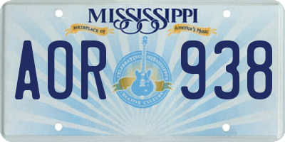 MS license plate AOR938