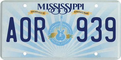MS license plate AOR939