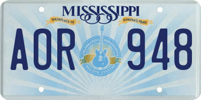 MS license plate AOR948