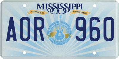 MS license plate AOR960