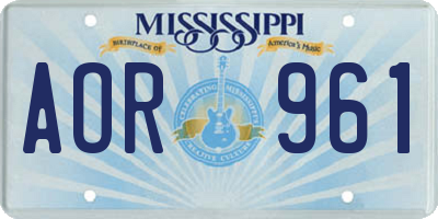 MS license plate AOR961