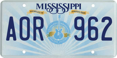 MS license plate AOR962