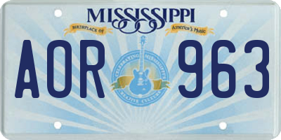 MS license plate AOR963