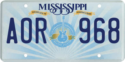 MS license plate AOR968