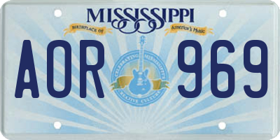 MS license plate AOR969