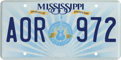 MS license plate AOR972