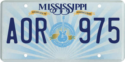 MS license plate AOR975