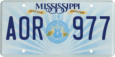 MS license plate AOR977