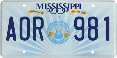 MS license plate AOR981