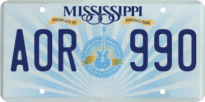 MS license plate AOR990