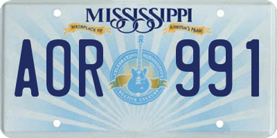 MS license plate AOR991