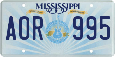 MS license plate AOR995