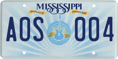 MS license plate AOS004