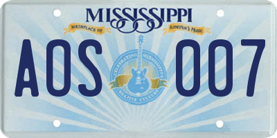 MS license plate AOS007