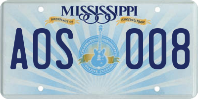 MS license plate AOS008