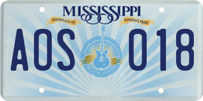 MS license plate AOS018