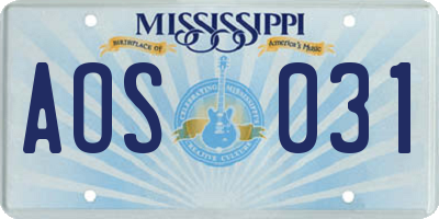 MS license plate AOS031