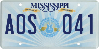 MS license plate AOS041