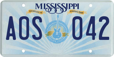 MS license plate AOS042