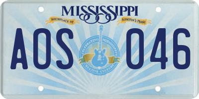 MS license plate AOS046