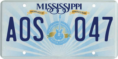 MS license plate AOS047