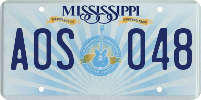 MS license plate AOS048