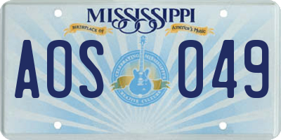 MS license plate AOS049