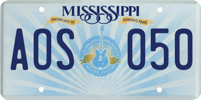 MS license plate AOS050