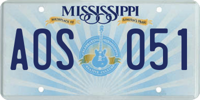 MS license plate AOS051