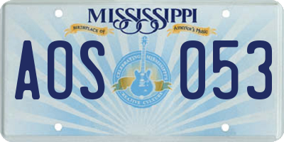 MS license plate AOS053