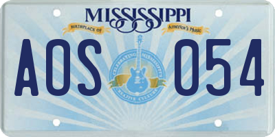 MS license plate AOS054
