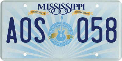 MS license plate AOS058