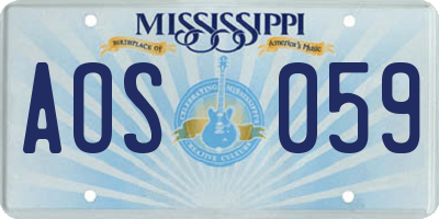 MS license plate AOS059