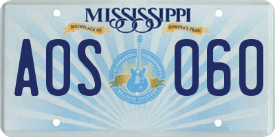 MS license plate AOS060