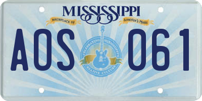 MS license plate AOS061
