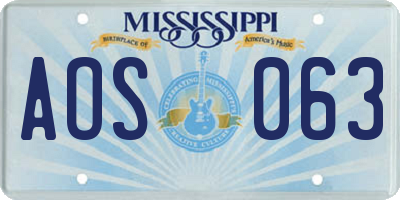 MS license plate AOS063