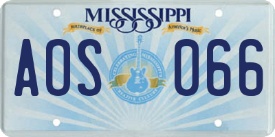 MS license plate AOS066