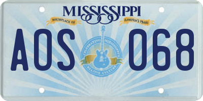 MS license plate AOS068