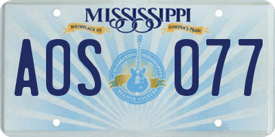 MS license plate AOS077