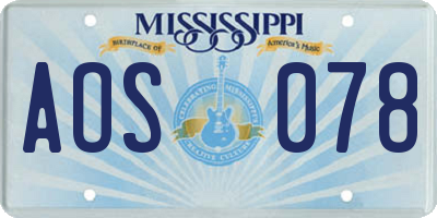 MS license plate AOS078