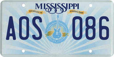 MS license plate AOS086