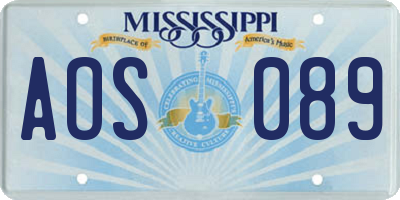 MS license plate AOS089