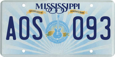 MS license plate AOS093