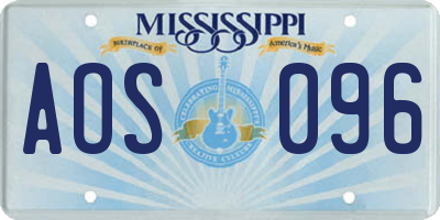 MS license plate AOS096