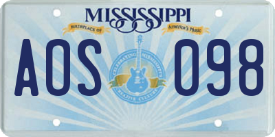 MS license plate AOS098