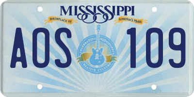MS license plate AOS109