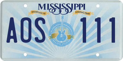 MS license plate AOS111