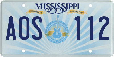 MS license plate AOS112