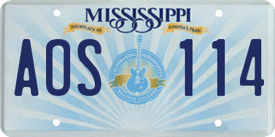 MS license plate AOS114