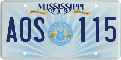 MS license plate AOS115